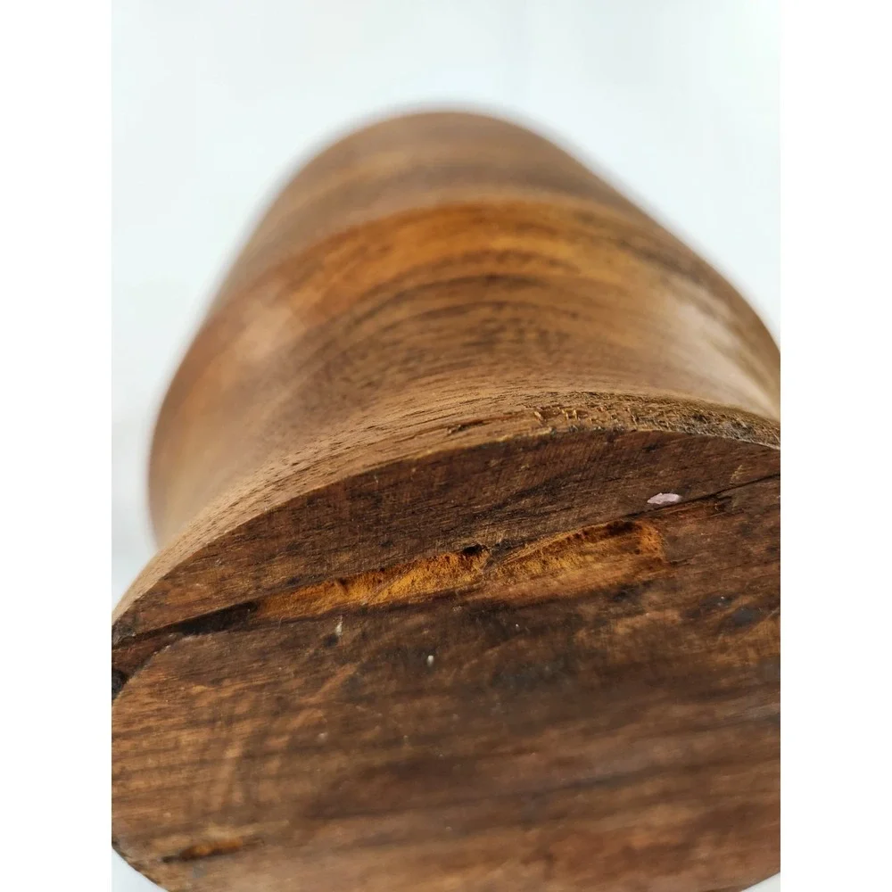 Vintage MCM Wood Planter Vase Handcrafted Hand Turned Plant Holder Unique Decor‎
